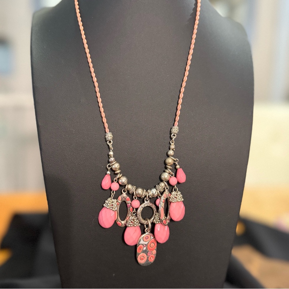 Bohemian Statement Necklace Pink Short